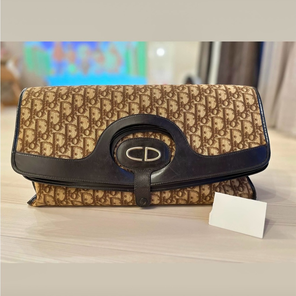 Vintage Christian Dior jacquard foldable 2 Way Trotter handbag and clutch (Rare)